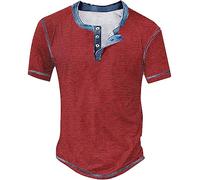 Facile à porter - T-shirt à manches courtes pour homme - Vêtements de sport d'été décontractés - Pour l'intérieur et l'extérieur, la marche, le sport, la vie quotidienne, Rouge, M