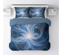 Facile d'entretien Parure de lit 240 x 220cm, Fantastique Ciel Étoilé Vortex Fleurs Soyeux Housse de Couette Ensemble avec Taies Assorties pour Chambre Décoration, Gris Brume, 2Taies