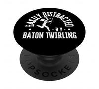 Facilement distrait par Baton Twirling Funny Baton Twirler PopSockets PopGrip Adhésif