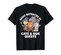 Facilement distrait par Chats et Les quêtes Secondaires T-Shirt Graphique avec Valeur