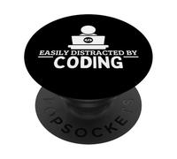 Facilement distrait par le codage d'un développeur de logiciels drôles PopSockets PopGrip Adhésif