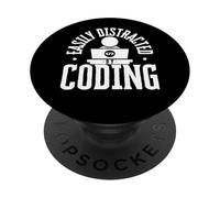 Facilement distrait par le codage d'un développeur de logiciels drôles PopSockets PopGrip Adhésif