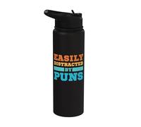 Facilement distrait par les amateurs de blagues drôles de papa Stainless Steel Insulated Water Bottle
