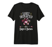 Facilement distrait par Les Amateurs de Chiens et de Chevaux T-Shirt Haut de Gamme