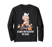 Facilement distrait par Les Amoureux des Chats, Homme, garçon, Chat Papa Manche Longue