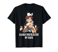 Facilement distrait par Les Amoureux des Chats, Homme, garçon, Chat Papa T-Shirt