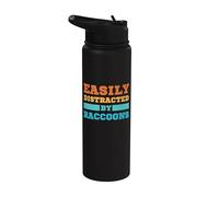 Facilement distrait par les amoureux des ratons laveurs et des pandas Stainless Steel Insulated Water Bottle