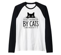 Facilement Distrait par Les Chats Et Fier De l'art Drôle De Manche Raglan