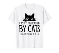 Facilement Distrait par Les Chats Et Fier De l'art Drôle De T-Shirt