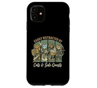 Facilement distrait par Les Chats et Les quêtes Secondaires drôle RPG Gamer Coque pour iPhone 11