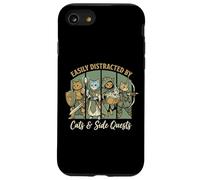 Facilement distrait par Les Chats et Les quêtes Secondaires drôle RPG Gamer Coque pour iPhone SE (2020) / 7/8