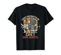 Facilement distrait par Les Chats et Les quêtes Secondaires drôle RPG Gamer T-Shirt