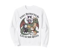 Facilement distrait par Les Chats et Les quêtes Secondaires Gamer Cat Dragon Sweatshirt