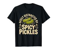Facilement distrait par Les cornichons épicés drôles Amateurs de cornichons rétro T-Shirt Graphique avec Valeur