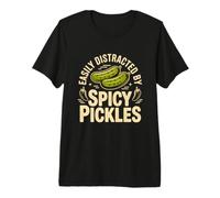 Facilement distrait par Les cornichons épicés drôles Amateurs de cornichons rétro T-Shirt Haut de Gamme