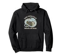 Facilement distrait par Les Dragons et Les Livres Fantasy Book Reader Sweat à Capuche