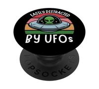 Facilement distrait par Les OVNIS, OVNI drôle distrait par Les extraterrestres PopSockets PopGrip Adhésif