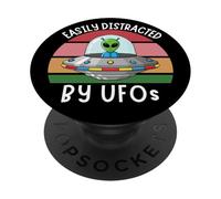 Facilement distrait par Les OVNIS, OVNI drôle distrait par Les extraterrestres PopSockets PopGrip Adhésif