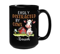 Facilement Distrait Par Les Vaches Mug Unique Tasse À Thé Drôle Tasse À Café Cadeau Mignon Pour Pâques Bureau Collègue 330Ml