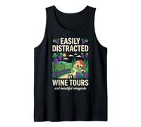 Facilement distrait par Les visites de vin, Paysage de vignoble Amusant Débardeur