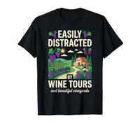 Facilement distrait par Les visites de vin, Paysage de vignoble Amusant T-Shirt