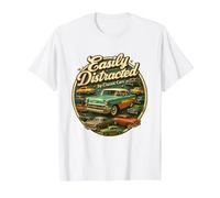 Facilement distrait par Les Voitures Classiques Vintage Old Car Guy Humour T-Shirt Graphique avec Valeur, Homme, Blanc, S