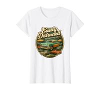 Facilement distrait par Les Voitures Classiques Vintage Old Car Guy Humour T-Shirt Graphique avec Valeur, Femme, Blanc, XS
