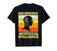 Facilement distrait par l'intelligence Artificielle Retro Tech AI T-Shirt