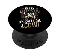 Facilement distrait par Oh Look A Cow Funny FarmAnimal PopSockets PopGrip Adhésif