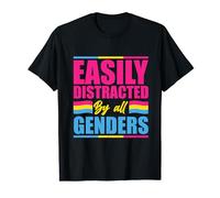 Facilement distrait par tous les sexes LGBTQ+ Pansexual Pride CSD T-Shirt