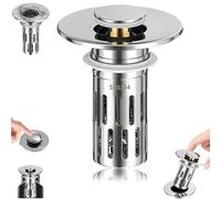 Facilitatek Sink Stopper, Facilitatek Drain, Universal Stainless Steel Floor Pop Up Drain Strainer for Sinks, Bathtubs, Showers & Floor Drains (Silver,1pc)