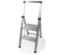 FACILITYS Marchepied 2 marches Aluminium Extra-Slim 150 kg | Marchepied aluminium 2 marches, plié ultra-plat 5,5 cm, hauteur de travail 2,45 m, charge max. 150 kg, 4,2 kg