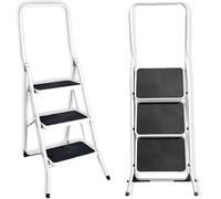 FACILITYS Marchepied escabeau Acier 3 marches Larges sécurité | Marchepied acier 3 marches à plateforme haute 70 cm, marches extra-larges antidérapantes, charge max 150 kg, pliable