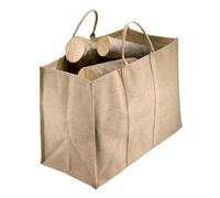 FACILITYS - Sac à Bûches, en Toile de Jute - Sac de Transport pour Bois de Chauffage, 64,5 x 30 x 39,5 cm - Sac a Buches de Bois, Pliable, Résistant à l'Eau, pour Cheminée, Poêles à Granulés