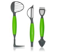 FACILITYS Ustensiles de Cuisine Multifonctions, Eplucheur Zesteur et Ecraseur, Acier inoxydable et plastique, Outils Ergonomiques pour Fruits, Légumes et réparations Culinaires