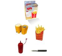 Fackelmann 0211050 Kit pour frites maison 4 pièces, coupe frites, couteau éplucheur, frites maison, cornet de frites, Acier inoxydable, Plastique, Carton, Rouge et Jaune