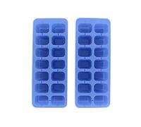 Fackelmann 04212 Bac à glaçons, lot de 2 bacs à glaçons bleus, bac à glaçons capacité 14 glaçons, bac pour 14 glaçons, Plastique, Bleu, 23,6 x 9,2 cm