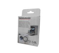 Fackelmann 128050 Détartrant, Détartrant machine à laver, détartrant lave vaisselle, Produit détartrant, Acide citrique, Blanc, 2 x 50 g