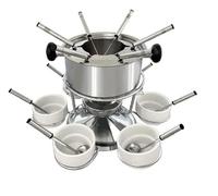 Fackelmann 1501750 Ensemble à fondue bourguignonne pour 6 personnes, fondue à la viande, fondue Chinoise, antiéclaboussures, acier inoxydable, acier chromé, céramique, diamètre 17 cm