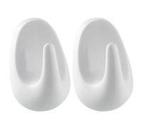 Fackelmann 20701 Lot de 2 crochets muraux adhésifs, crochet mural, crochet pour torchon de cuisine, crochet adhésif, Plastique, Blanc, 5 cm