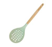 Fackelmann 25504 Ecumoire, araignée de cuisine, louche à trou, cuillère passoire, ustensile de cuisine, vert, silicone, 31,5 x 8,4 cm