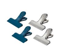 Fackelmann 26838 Lot de 4 clips à sachet en inox, clips fermeture sachet alimentaire, pince sachet alimentaire, pince fermeture sachet alimentaire, Acier inoxydable, 5,5 cm