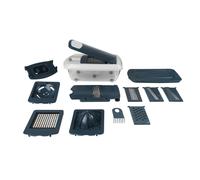 Fackelmann 27901 Râpe Multifonction Avec Grilles De Découpe Et Brosse De Nettoyage, Râpe À Légumes, Râpe À Fromage, Râpe, Plastique, Acier Inoxydable, 25,5 Cm X 14 Cm X 9,5 Cm