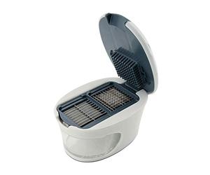 Fackelmann 27904 Hachoir à ail en Acier Inoxydable et Plastique, Blanc/Bleu-Gris