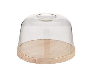 Fackelmann 30360 Cloche à fromage, cloche transparente pour fromage, cloche de conservation, Bois, Méthacrylate, 24,2 x 16 cm