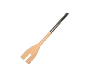 Fackelmann 30375 Fourchette à salade en bois de hêtre et à manche en inox, Couvert à salade, Bois, Acier inoxydable, 34x6cm