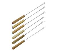Fackelmann 31029 Fourchettes à Fondue en INOX et Manche en Bois, Pics à Fondue, Bois, Acier Inoxydable, 25cm