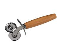 Fackelmann 31116 Roulette coupe pate, Roulette à pâtisserie et cuisine, decoupe pate, coupe pate double embout, ustensile patisserie, coupe ravioli, Acier inoxydable, Bois, 16 x 6,5 x 2 cm