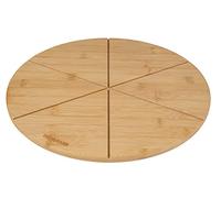 Fackelmann 31119 Planche à pizza avec rainures de coupe, Planche à découper la pizza, Planche en bois de bambou, tarte flambée, quiche, apéro, 32 cm
