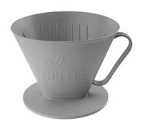Fackelmann 33015 Porte-filtres à café taille 4 permanent, Porte-filtre écologique, Porte filtre à café durable, Gris, Plastique biosourcé, 13,4 x 11 cm